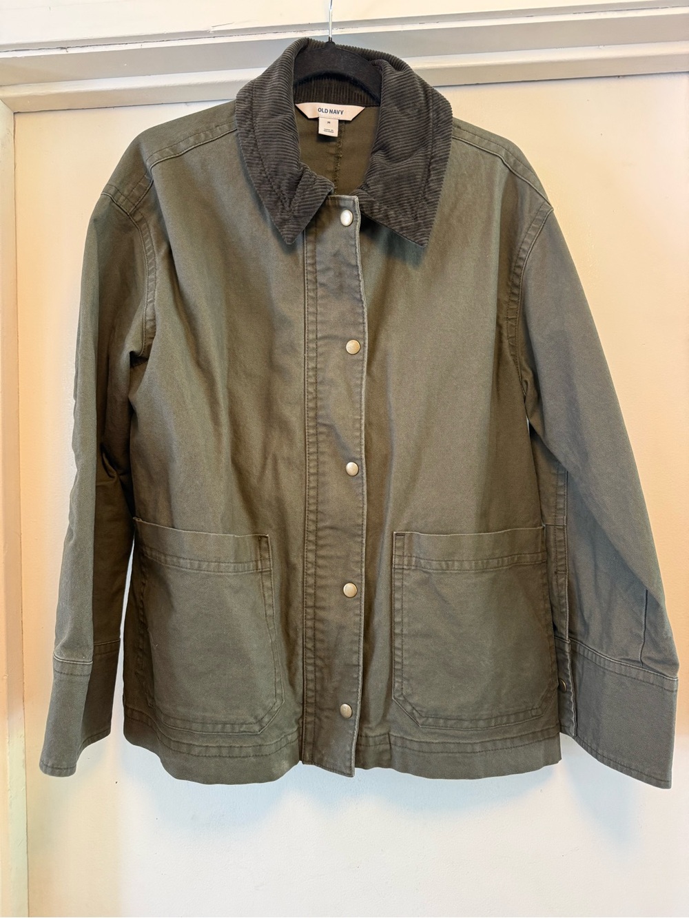 Old Navy Olive Utility Jacket with Corduroy Collar